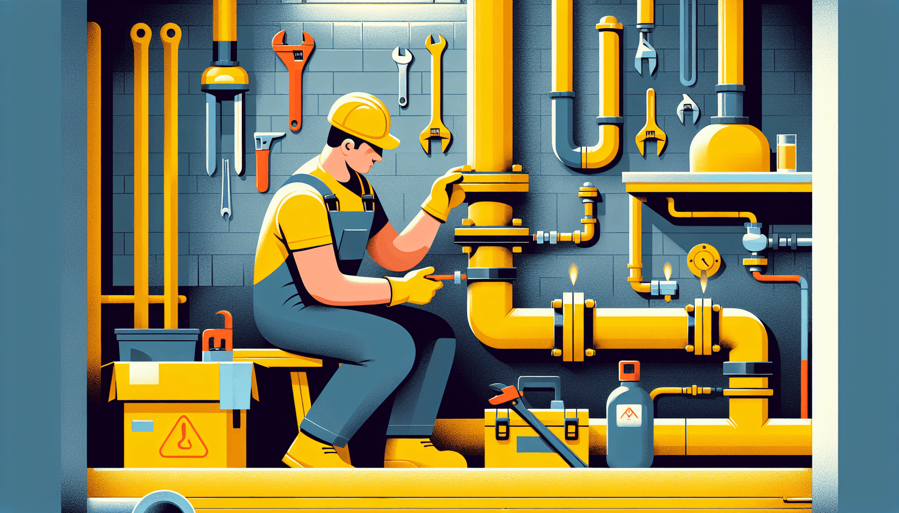 Plumber installing and checking a home gas line
