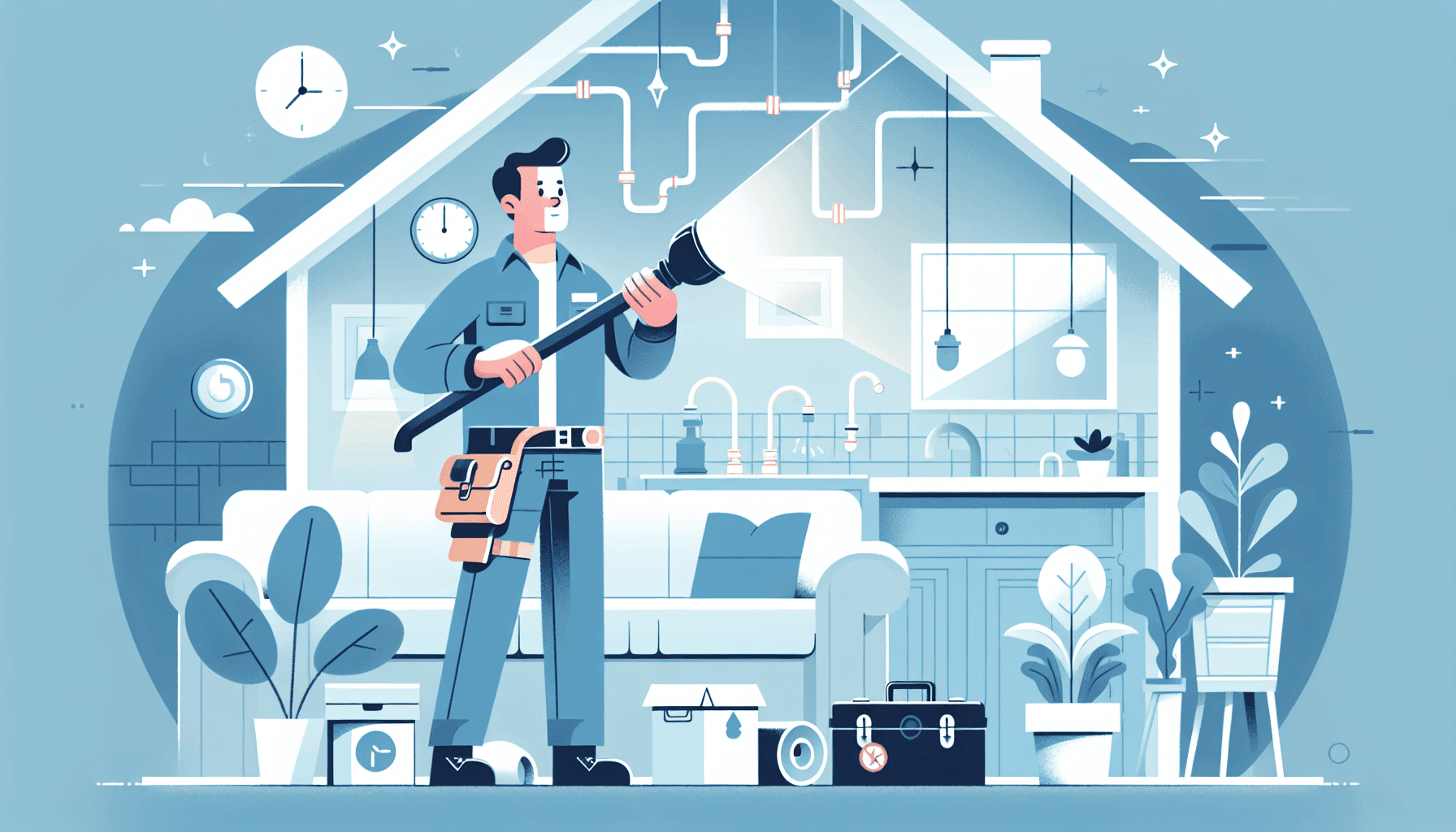 Plumber inspecting pipes to prevent plumbing emergencies